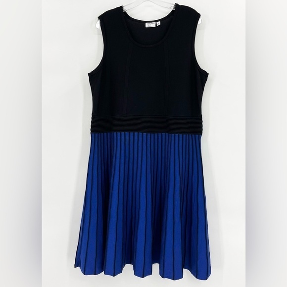 C’est Nous By Shoshanna Black/Blue Striped Knit Fit & Flare Dress 1X - Picture 1 of 7